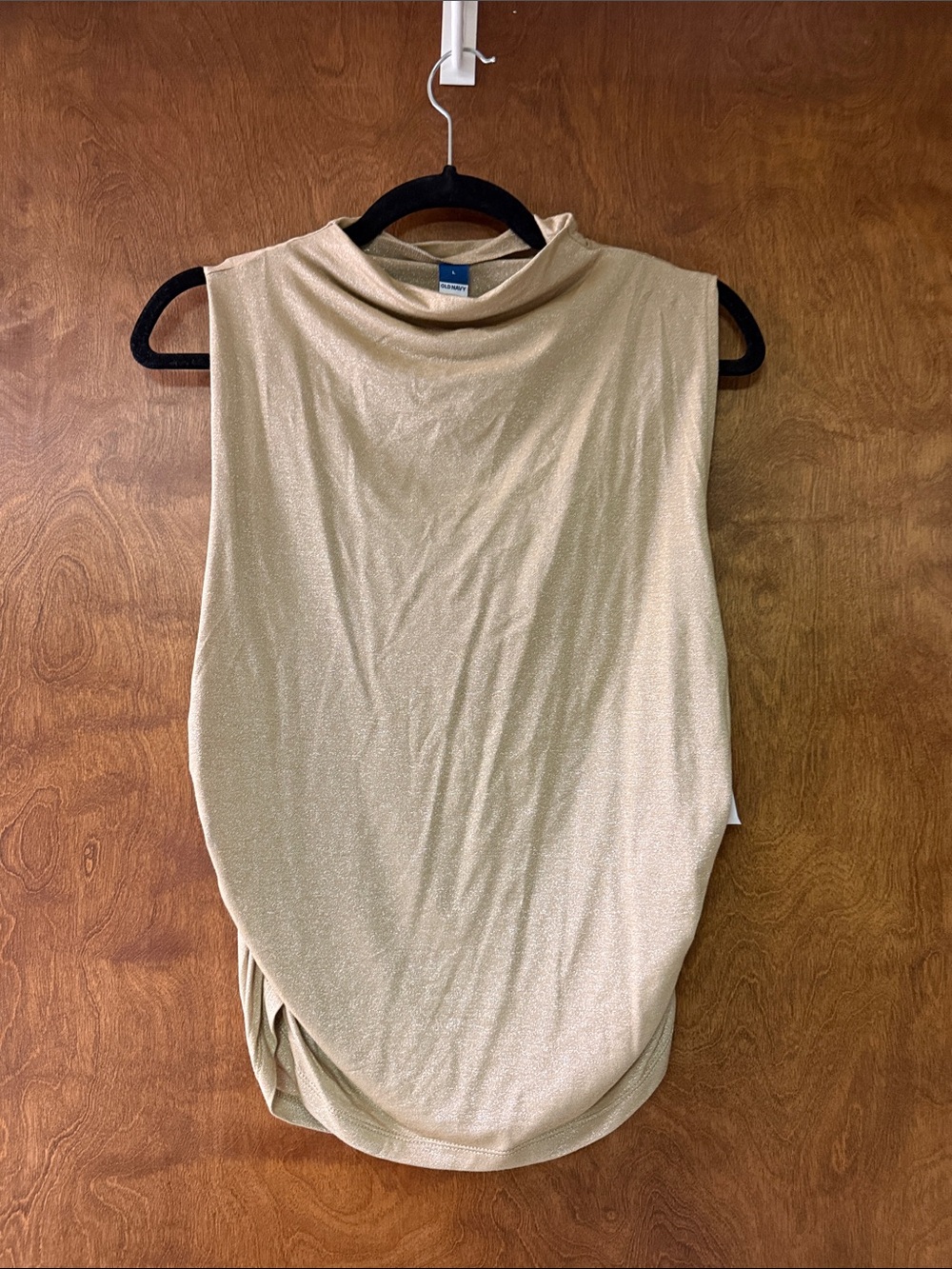 Old Navy Sleeveless Mock Neck Shimmer Tank — Beige Champagne and Gray Shimmer